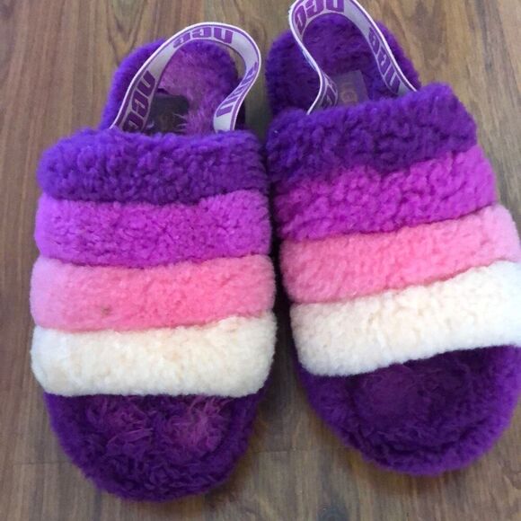 Ugg Fluff Purple and pink slides slippers size 7 - Picture 7 of 7
